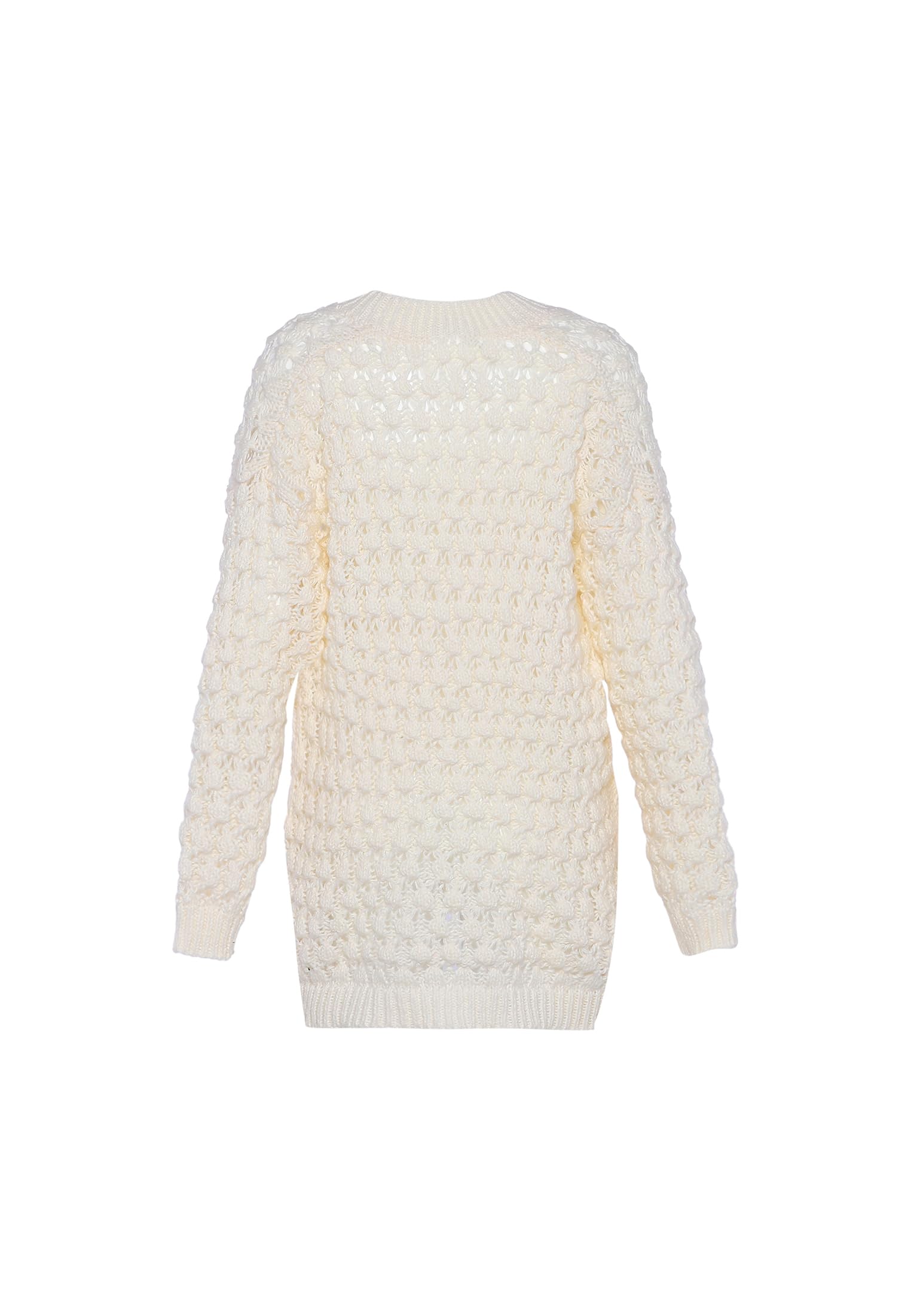 faina Damski sweter z dekoltem w serek i wyciętą dzianiną WOLLBIAŁY rozmiar XS/S, biały (wollweiss), XS