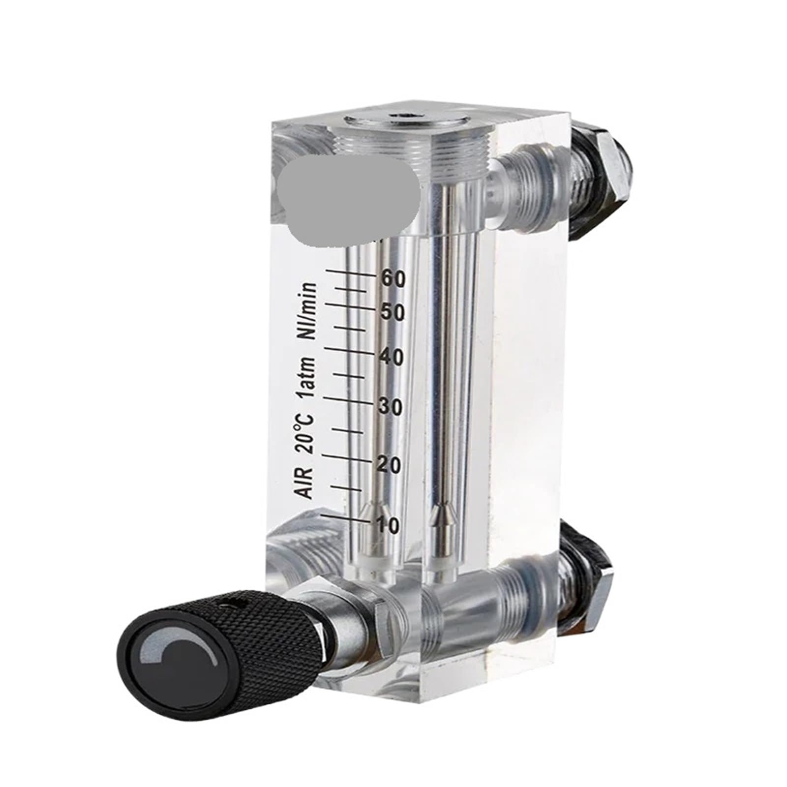 Rotámetro de caudalímetro para gas, líquido y aire con válvula de control, conexión hembra BSPT de 1/4 pulgadas, adecuado para instalación en panel