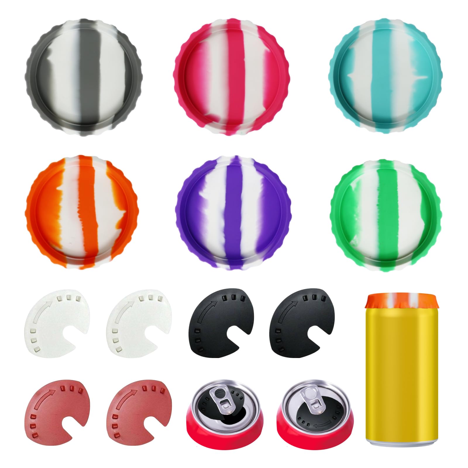 12 PCS Silicone Soda Can Covers - Reusable Lids to Keep Carbonation, Fit Standard Cans