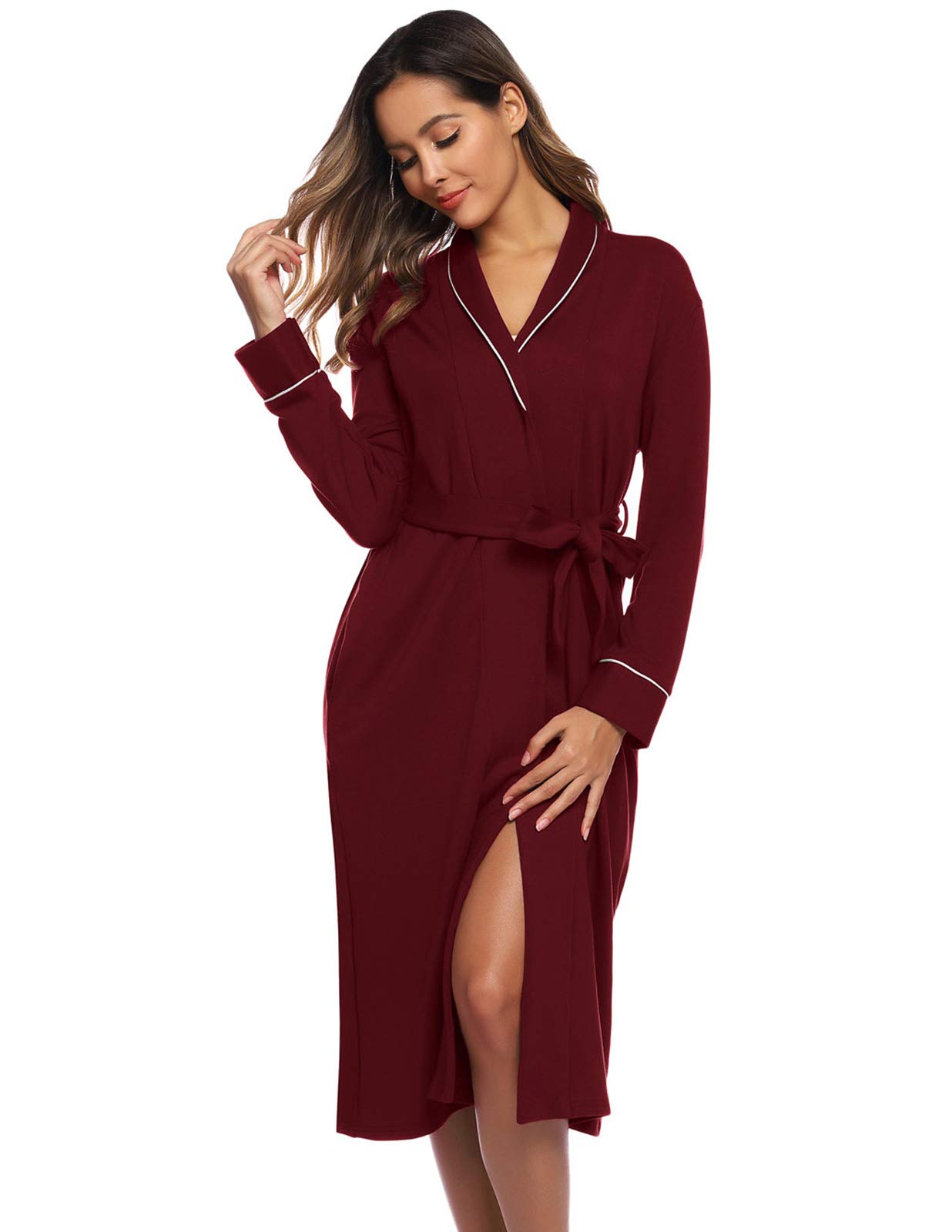 ZexxxyWomen's Robe Soft Kimono Warm Cotton Knit Bathrobe Long Loungewear Sleepwear