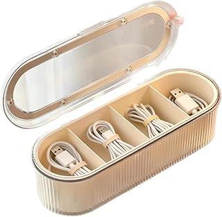 ケーブル収納ケース ケーブルボックス 仕分けコード巻き取り ケーブル整理 収納ボックス 配線 マウス ケーブル パワーバンク 充電器 SDカード イヤホーンコード PC周辺小物用ミニアクセサリーケース コード 家庭用 旅行 出張 オフィス 収納用な便利グッズ (白, 27*8*9cm)