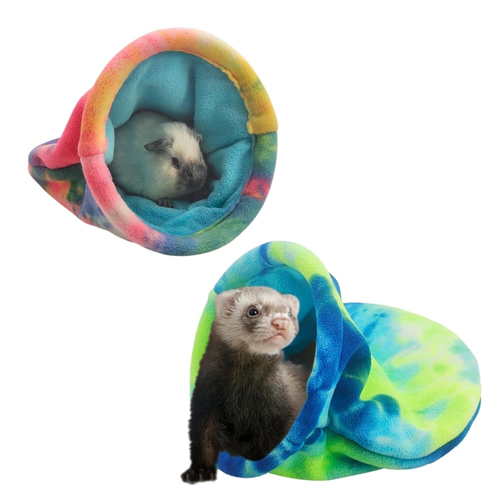 KASTWAVE Hamster Beds, 2 Pack Animal Hideaway Cage Accessories, Large Hideout Ferret Cozy Cave, for Rabbit Bunny Chinchillas Rat Squirrel Hedgehog Cage Accessories (2 Pack, Large)