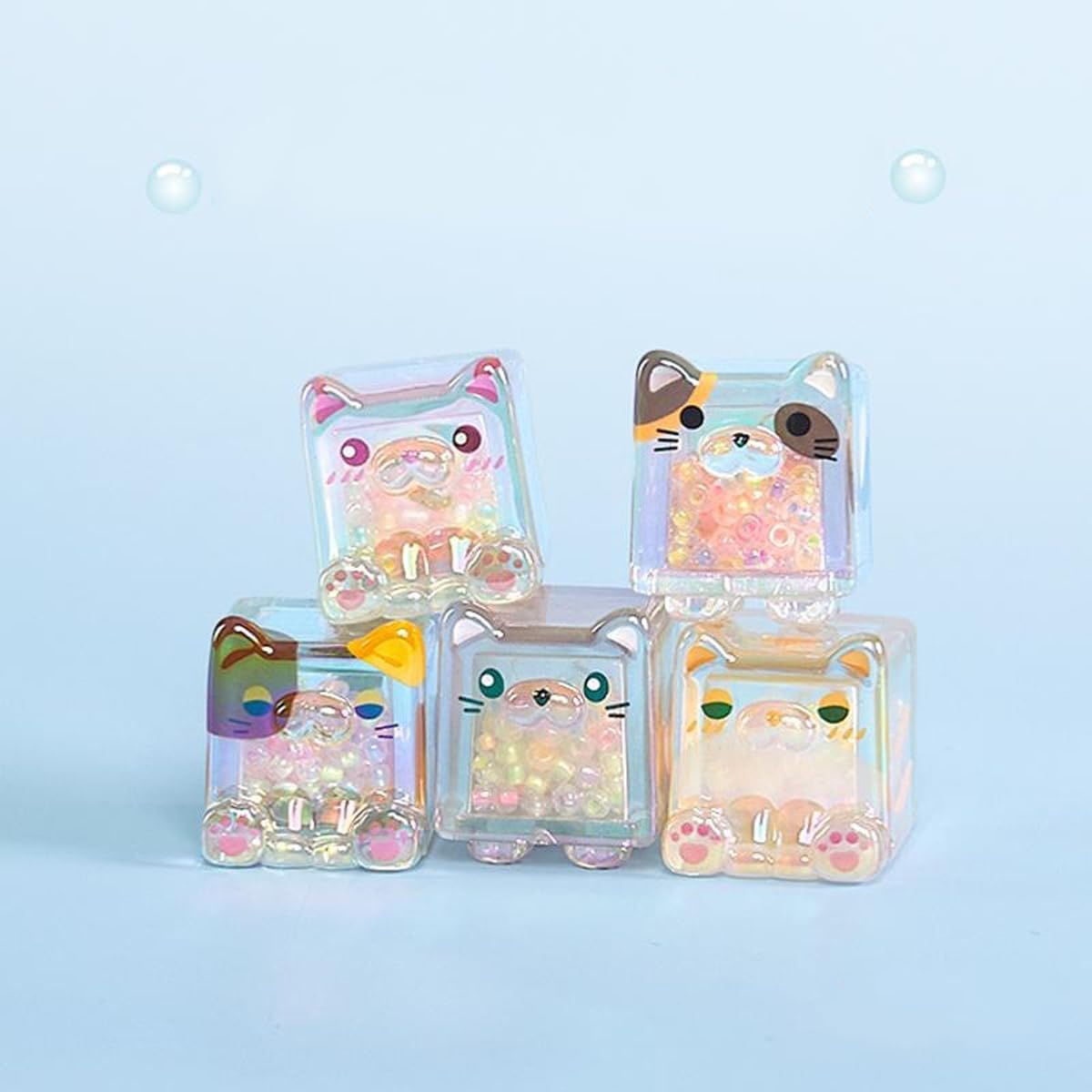 Aven Rabbit Square Cat Series Blind Box Action Figures Mystery Box Cute Random Toys Birthday Gift Christmas Collectible Toy for Desktop Ornaments, 1PC