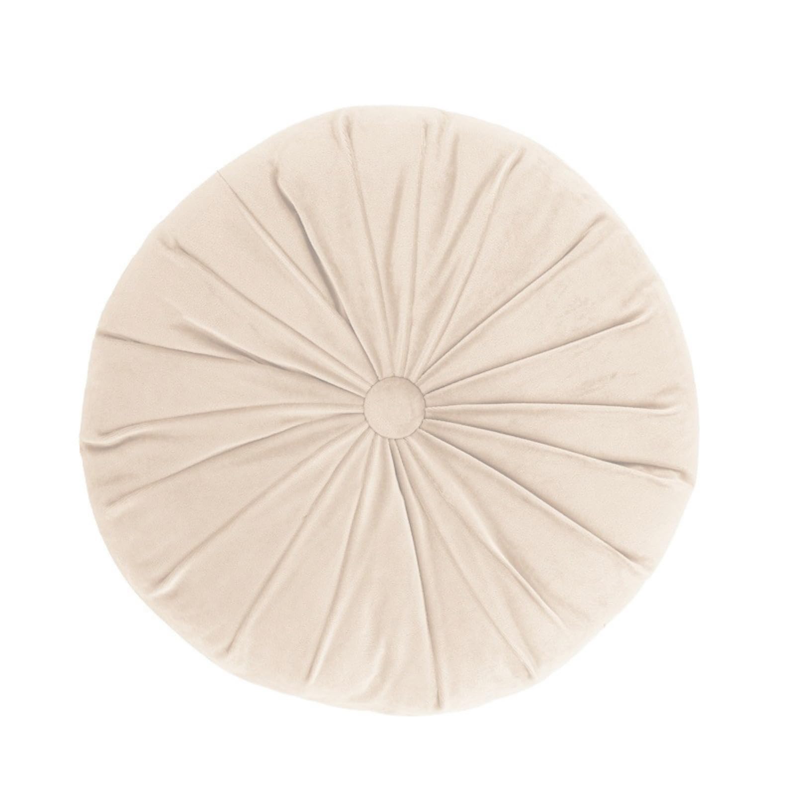 YB-FCJKPA Round Throw Pillow Pumpkin Pleated Meditation Pads Solid Color Home Decorative Floor Cushion for Sofa Chair Living Room Decoration (Beige)