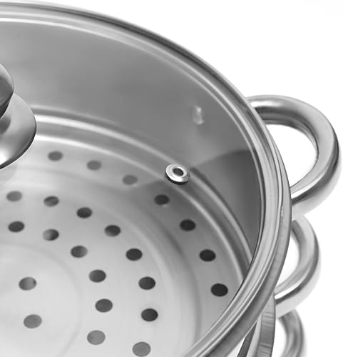 Miniatura 8 de Vaporizador de acero inoxidable de 5 niveles de 10.2 in, olla de vapor grande de acero inoxidable de 10.2 in, olla de vapor de 5 capas, 10.2