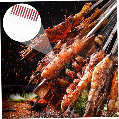 Brochetas de metal Jorzer de 16" con mango de madera para barbacoas perfectas 6