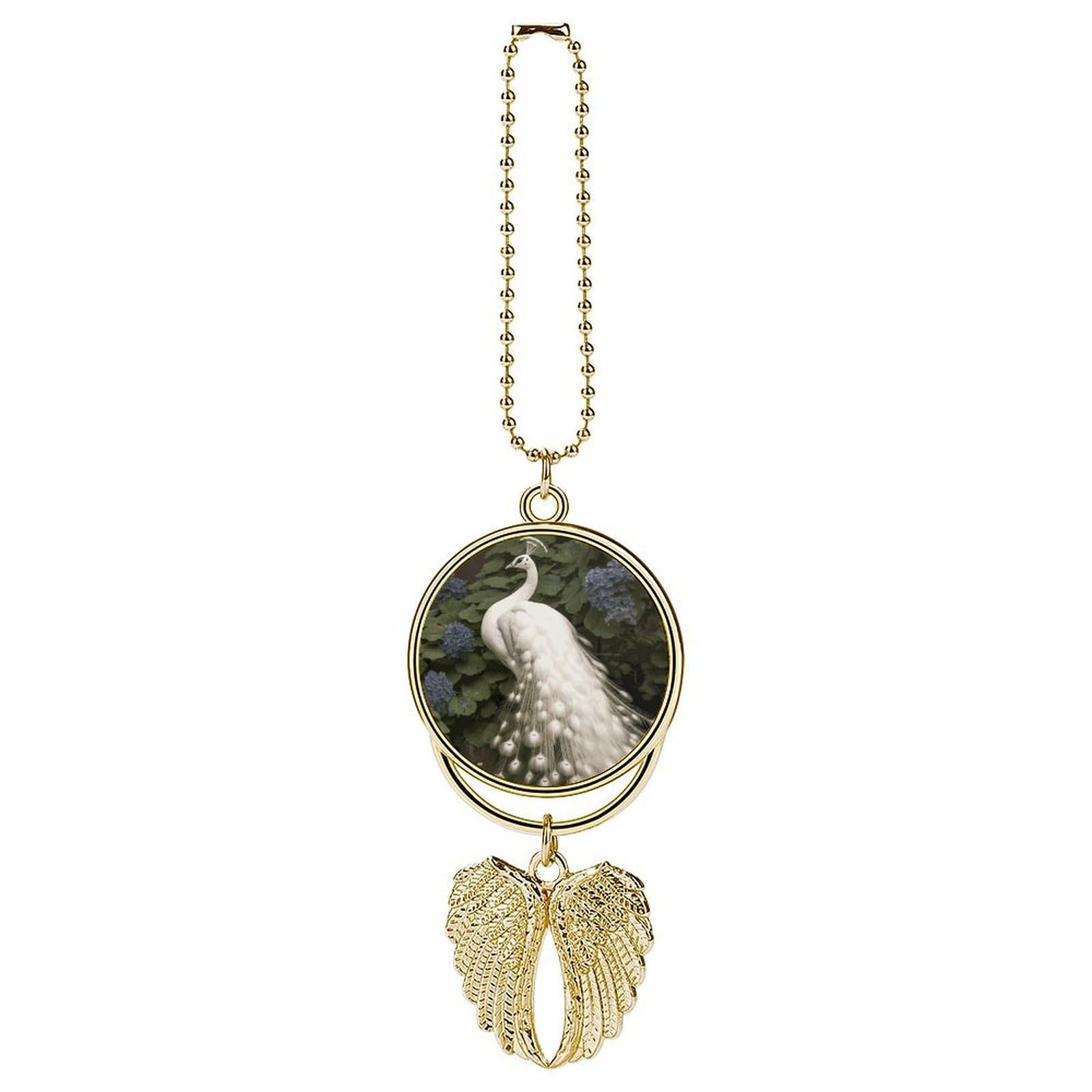 White Peacock Car Pendant Hanging Swing Auto Rear View Mirror Hanging Car Rear View Mirror Charm Truck Hanger Ornament Charm for Car Rear View Mirrors Accessories