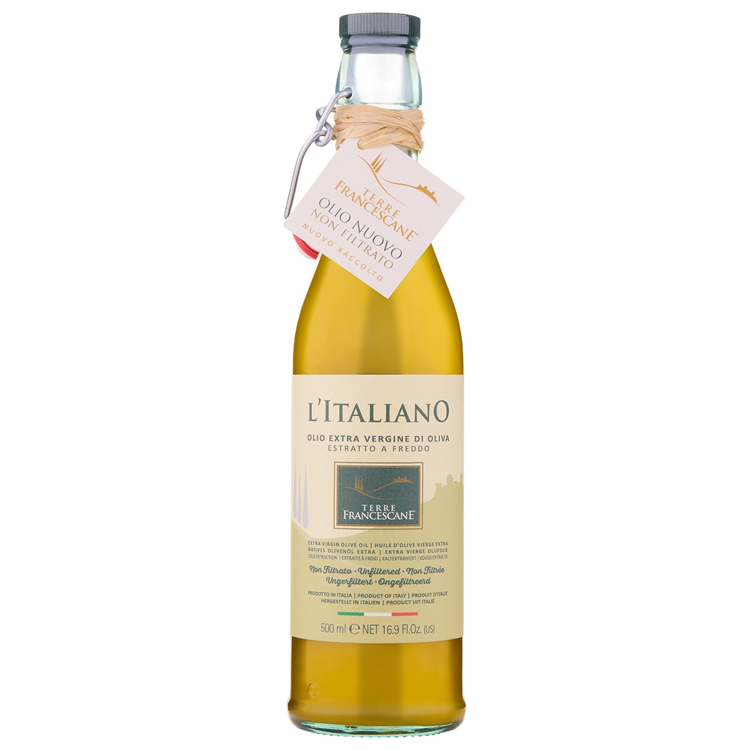 Cufrol Olio EVO Terre Francescane L’Italiano Natives Olivenöl Extra, kalt extrahiert und ungefiltert, aus Italien inkl. FeinWert E-Book (6 x 0.5 l)