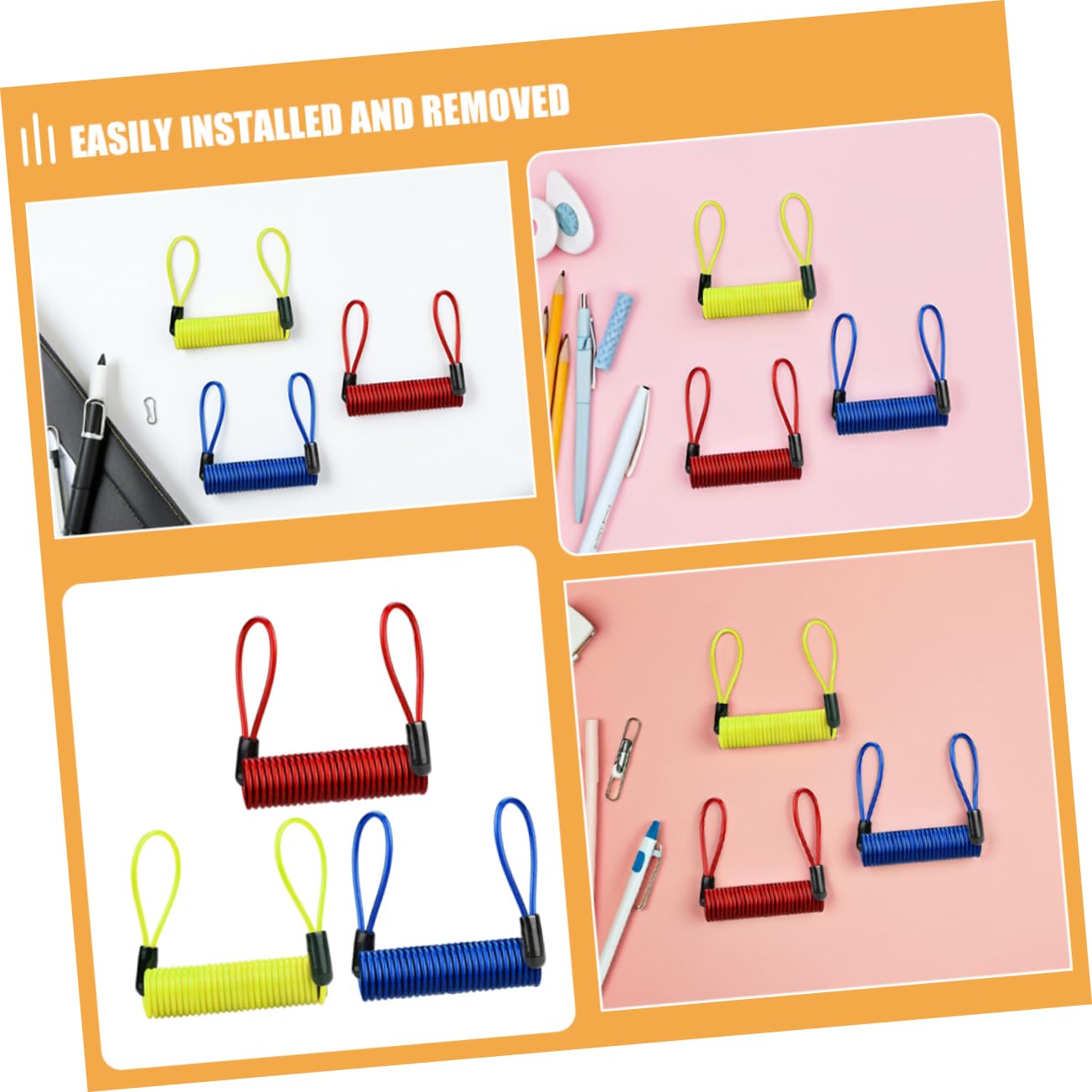 Cavo di Promemoria Blocca Disco Bici 3 Pezzi in Pvc | Uso Versatile, Indicatore di Sblocco, per City Commuting e Uscite in Campagna