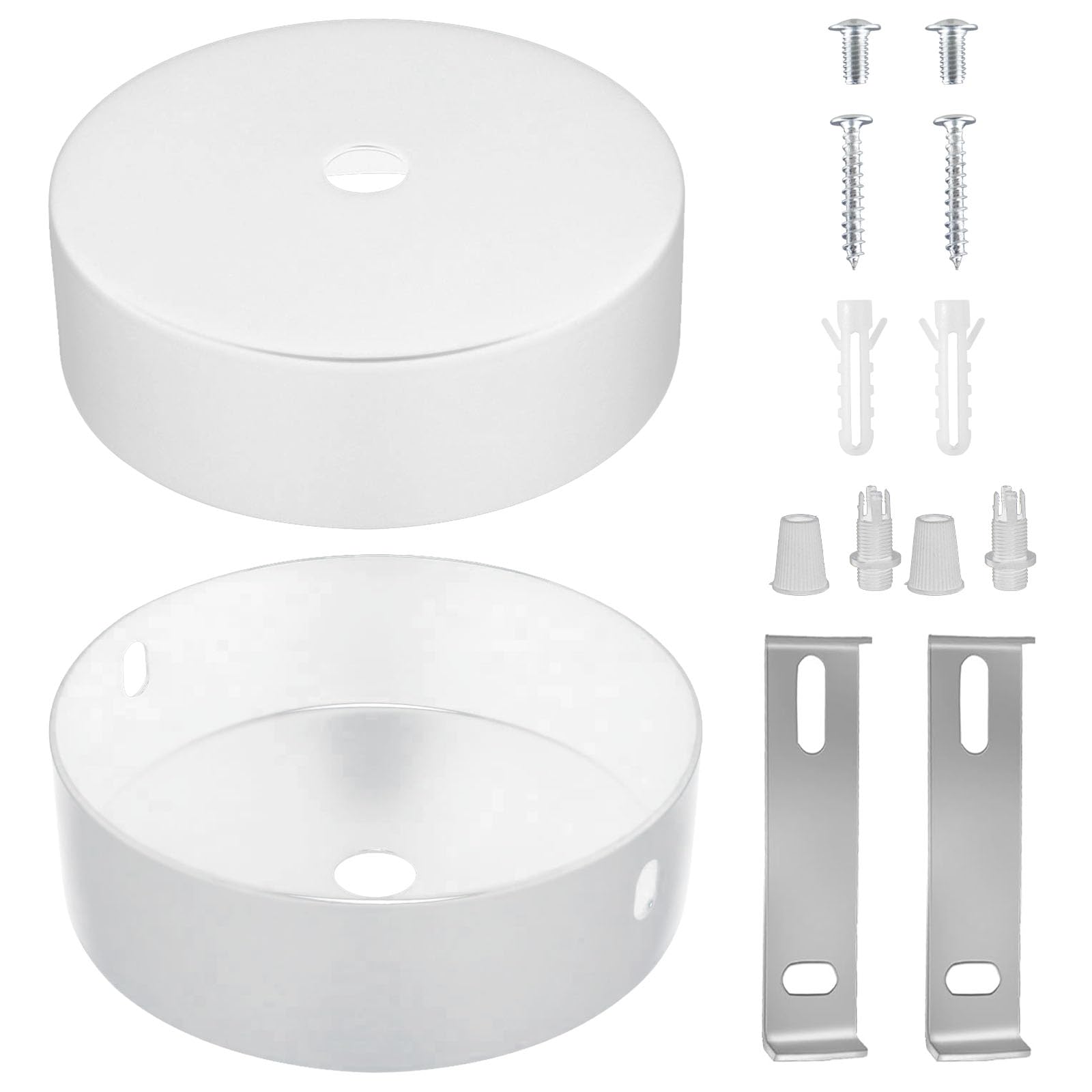 2 Baldacchini Da Soffitto Metallici Rotondi 100x20 Mm, Scatole Di Giunzione Per Lampade Fai Da Te, Colore Nero Opaco