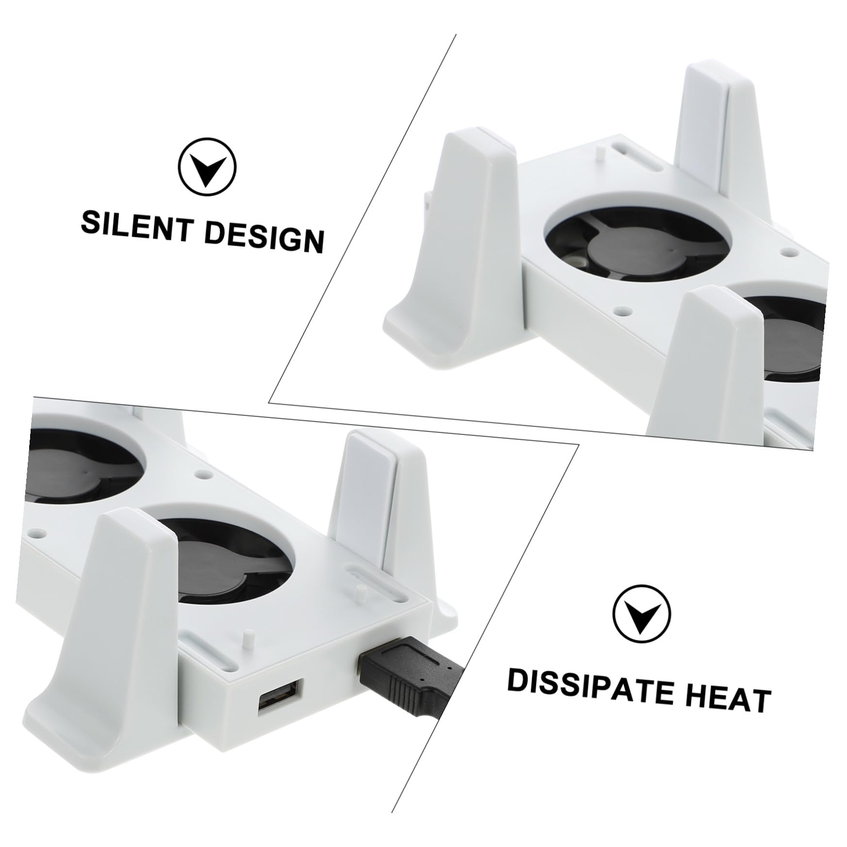 SHINEOFI Soporte Vertical Base de ABS para Ventilador de Enfriamiento con 3 Niveles de Velocidad Ajustable con Dos Conectores USB y Luces LED para Disipación de Calor