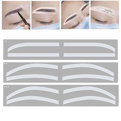 Miniatura 3 de Pegatinas auxiliares de tatuaje de cejas, 6 pares de calcomanías auxiliares de tatuaje de cejas, etiqueta adhesiva desechable para patrón de cejas
