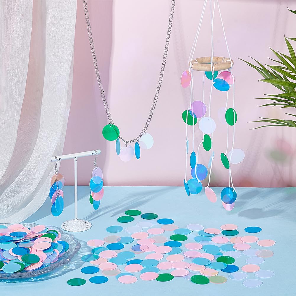 2100 Pcs Paillettes Rondes 19 Mm Gros Trou – 7 Couleurs Irisées – Sequins PVC Pour Couture, Bricolage, Décoration Fête