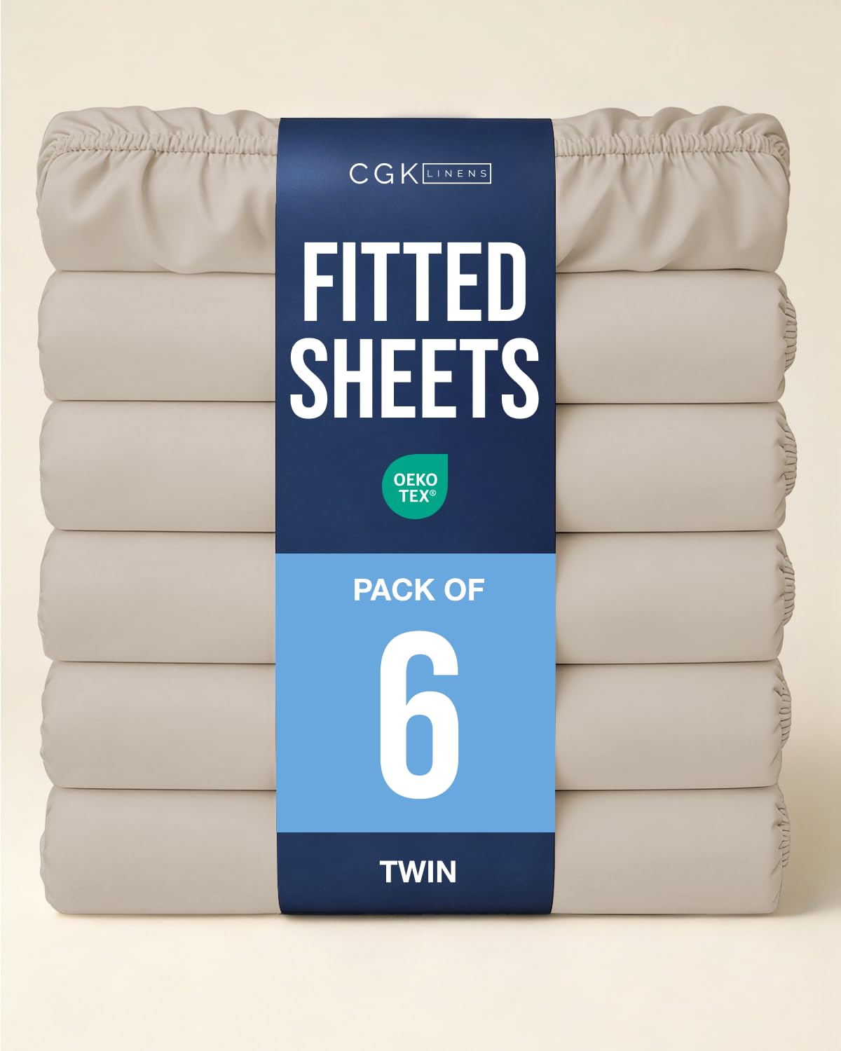 Twin Fitted Sheet - Pack of 2 Single Fitted Bottom Sheet Only - Wheat