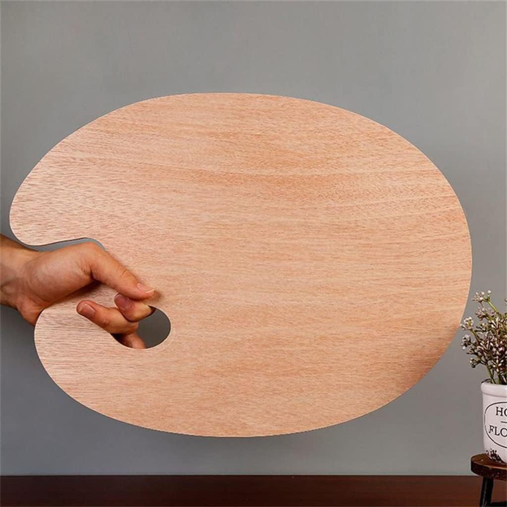HBJWOV Art Painting Color Palette Mixer Wooden Oval Oil Acrylic Mixing Board Paint Tray Drawing Plate