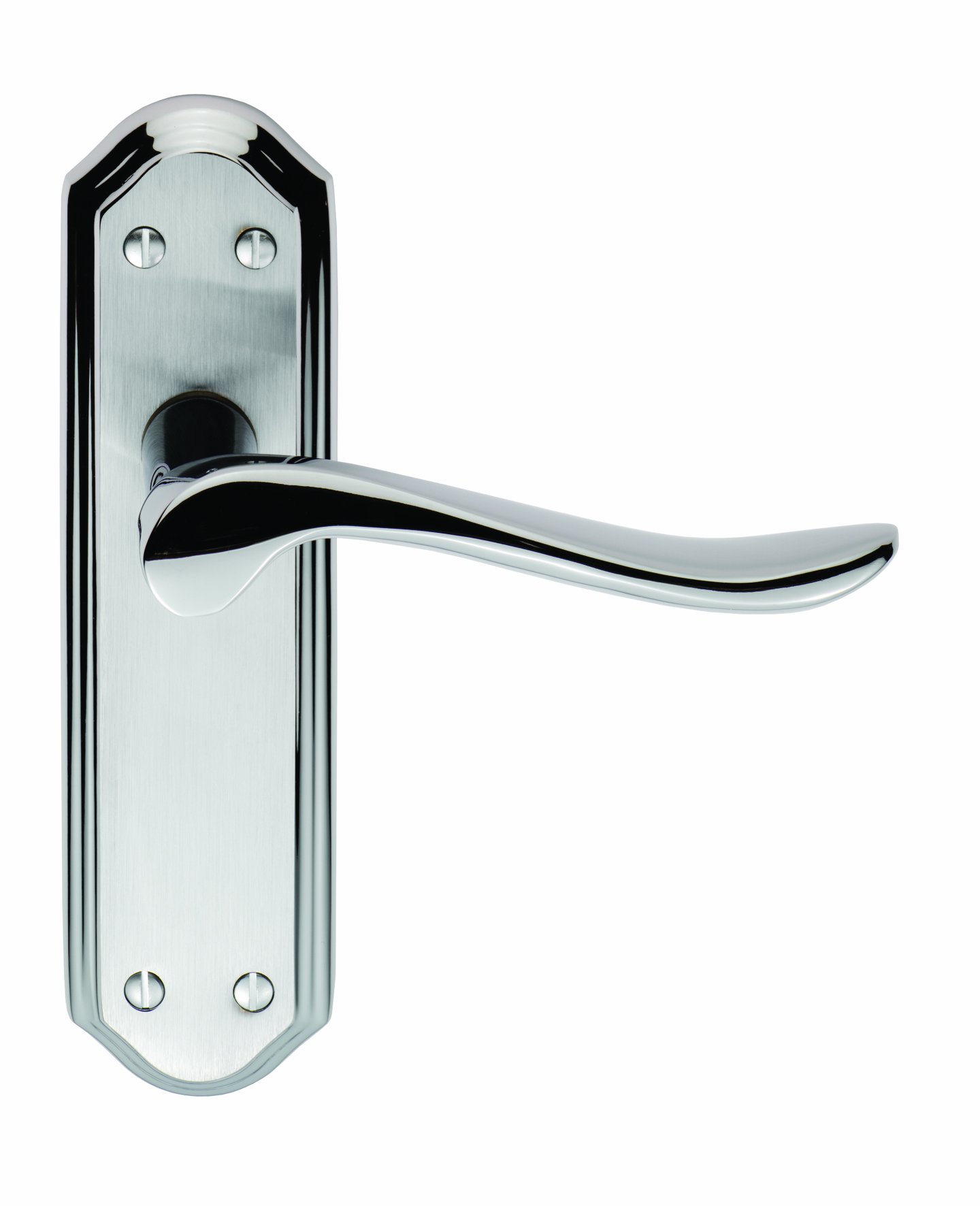 Lytham - Lever Latch Satin Chrome FACE Polished Chrome Lever and Edges