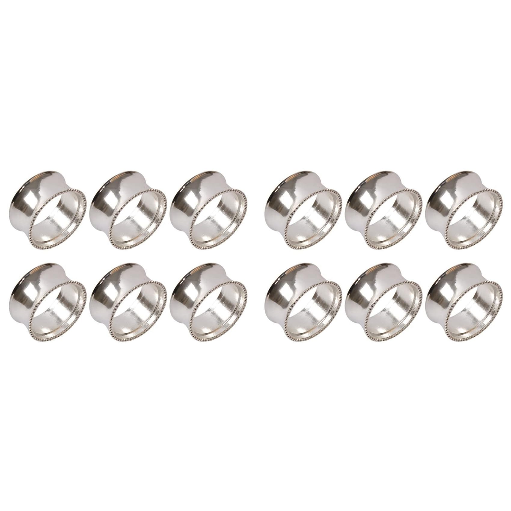 Hndhbfgrt 12-Piece Stainless Steel Napkin Ring Delicate Napkin Buckle Suitable for Wedding Festivals and Events Silver
