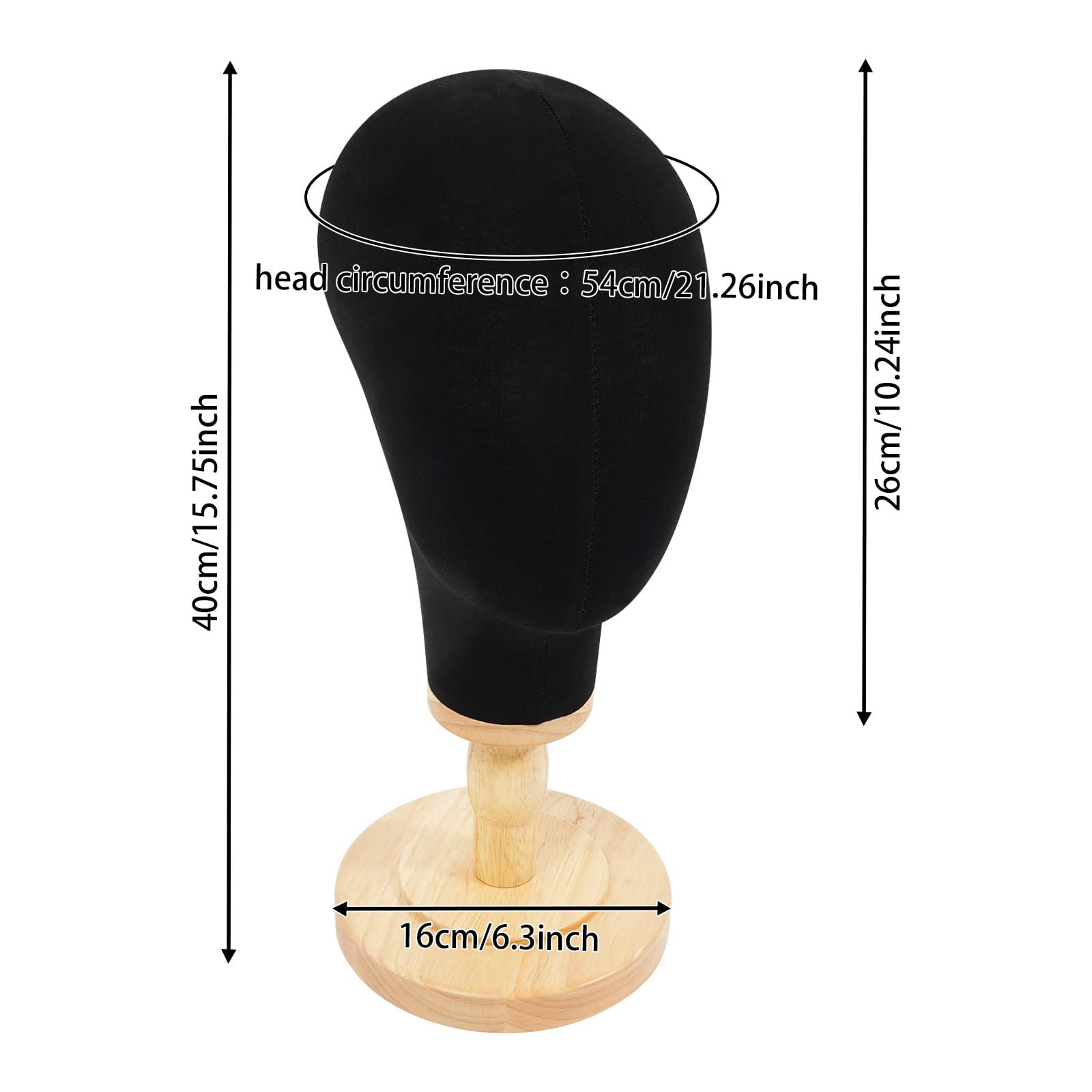 Testa per parrucca da tavolo con base rotonda stabile (16 cm di diametro) | Manichino per parrucche, 40 cm, supporto rimovibile salvaspazio, per parrucchiere, collezione di parrucchieri, fai da te