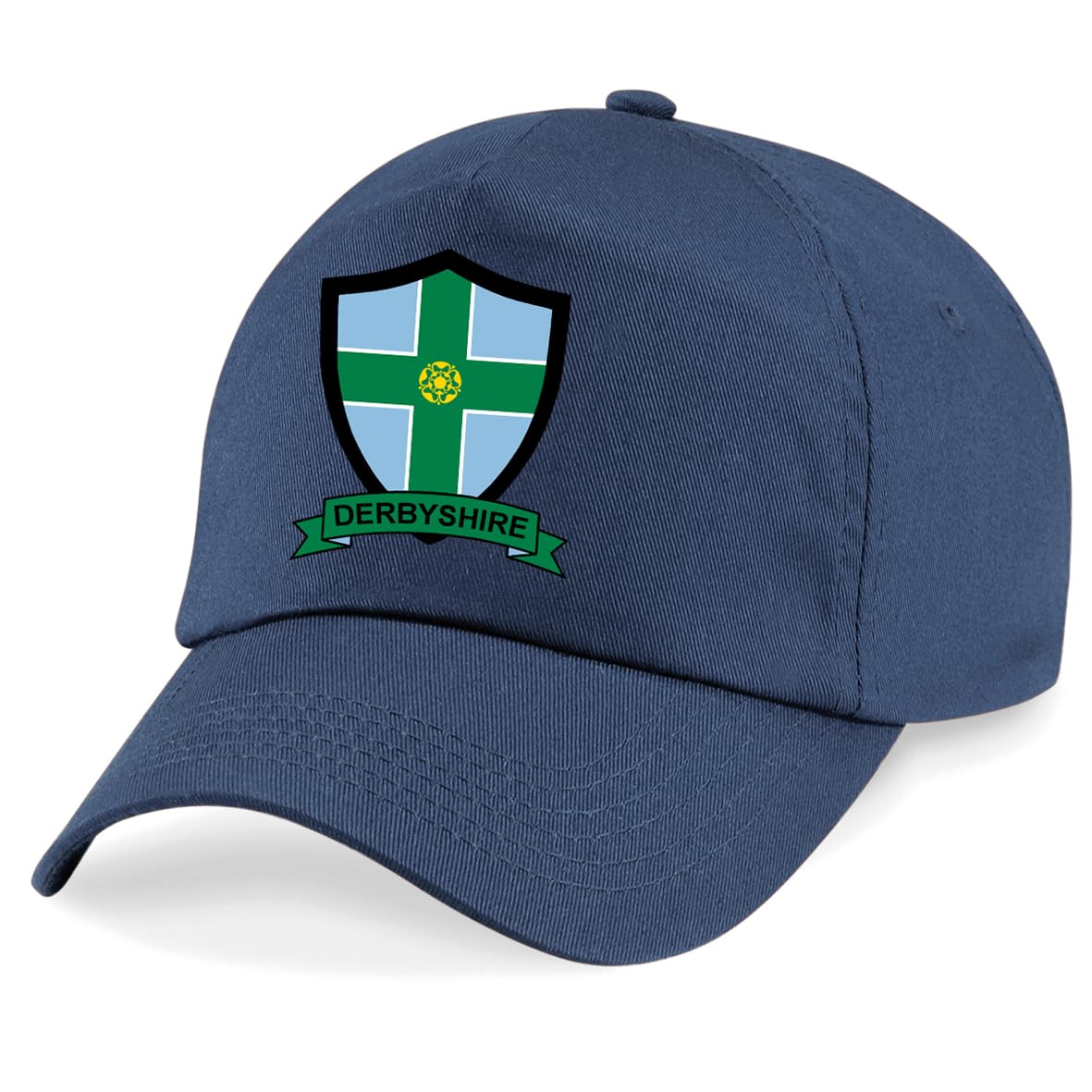 Psave Men's Navy Derbyshire County Embroidered Baseball Cap Cricket Sport Your County Embroidery (Navy)