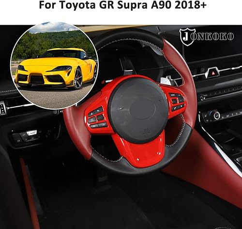 Miniatura 4 de Marco de decoración para volante de automóvil para Toyota Supra GR A90 A91 MK5 2019-2022 interior cubierta moldeada calcomanías (rojo)