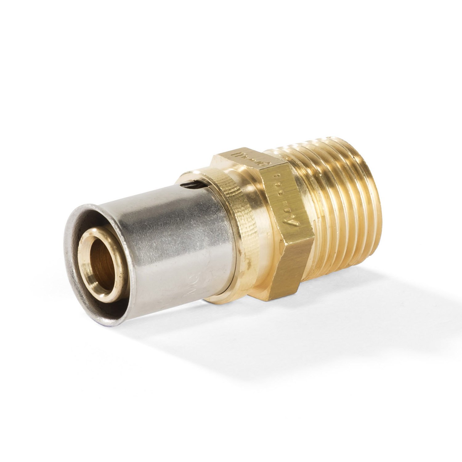 H2O-FlexPress Fitting with 1/2 Inch Male Thread for Composite Pipe 2.0 mm Aluminium Composite Multilayer Composite Pipe DVGW Pipe Pack of 20