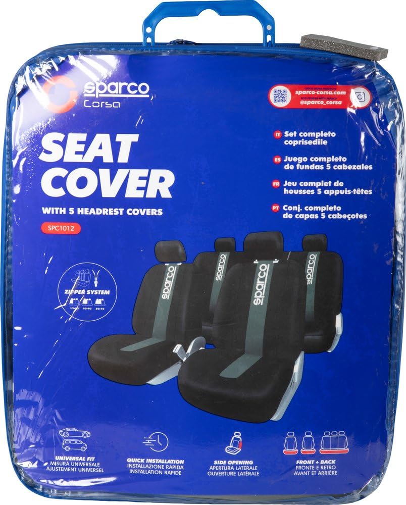 Sparco Komplettset SPC1011 Universal-Autositzbezüge vorne und hinten grau