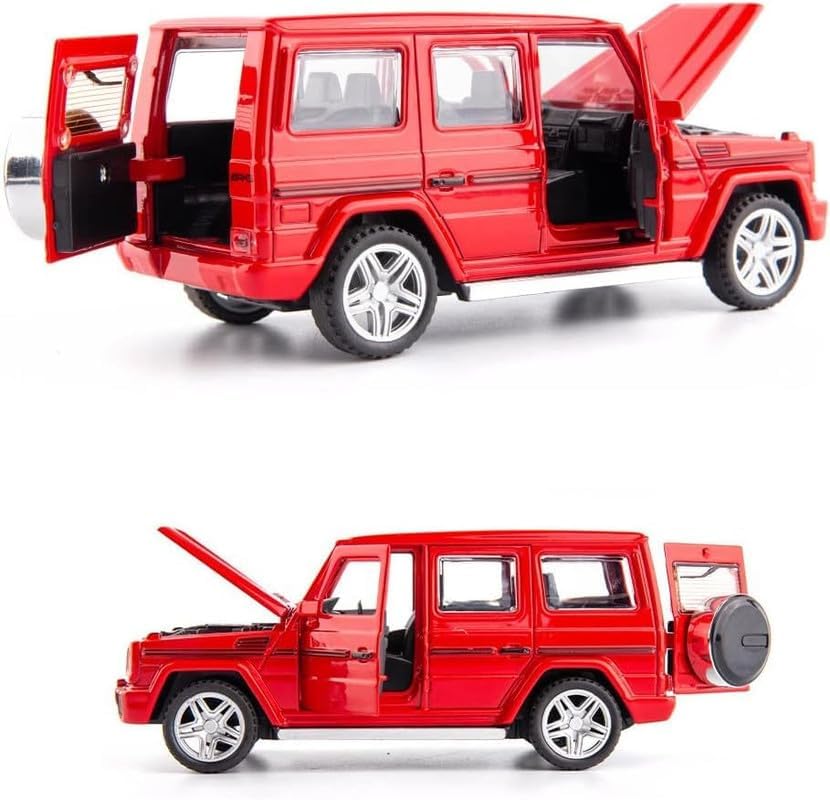 Image of Kids Model 1:32 G65 Die Cast Metal Car Pull Back Action Opening Doors with Realistic Engine Sound Lights Toy Car Gift for Boys - Red