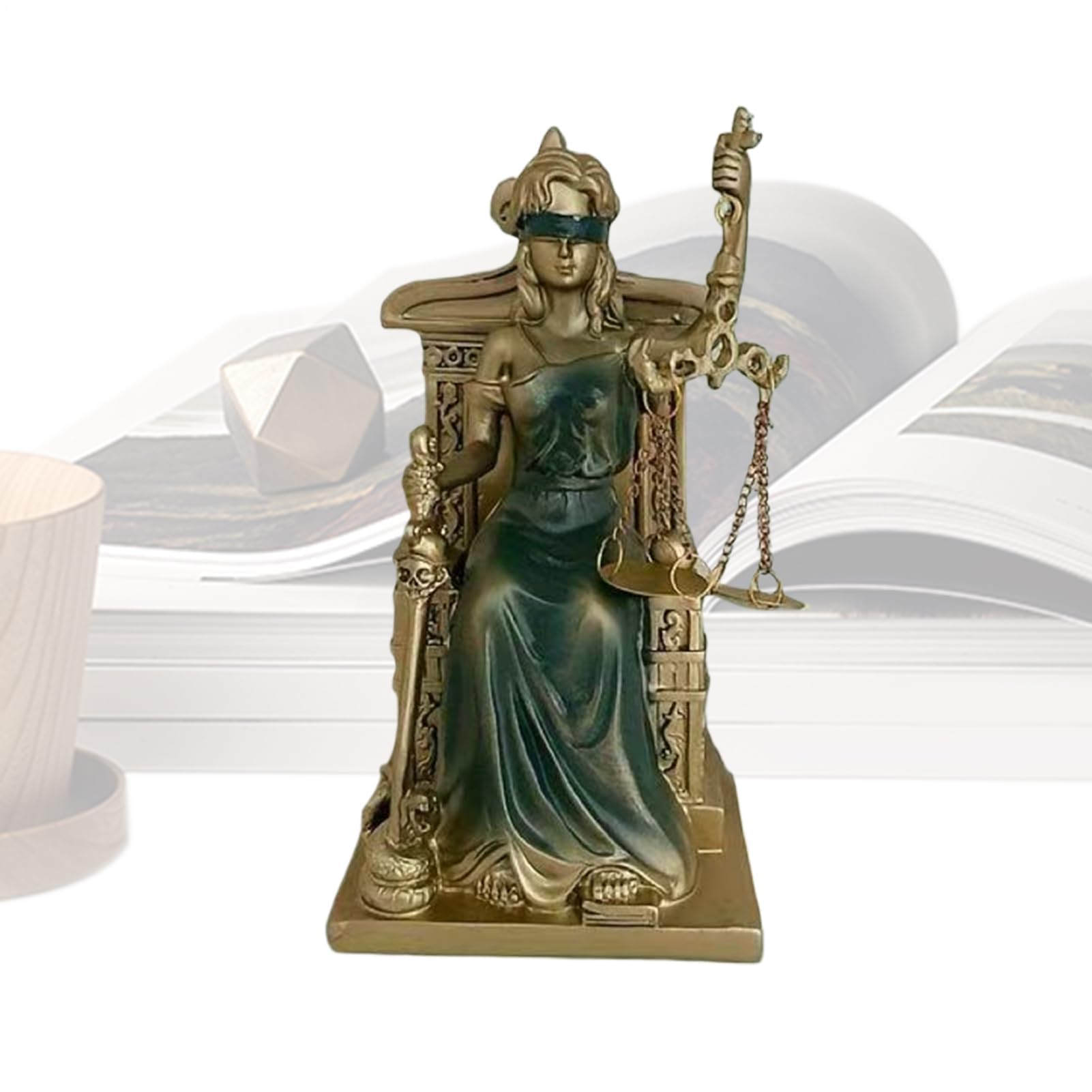 Muiltvoe Goddess Decor, Vintage Desktop Ornament, Symbol of Justice and Fairness, Elegant Female Statue for Dorm, Apartment, Bookshelf, Fireplace, Library, Entry, Event, Celebration, Home, Office
