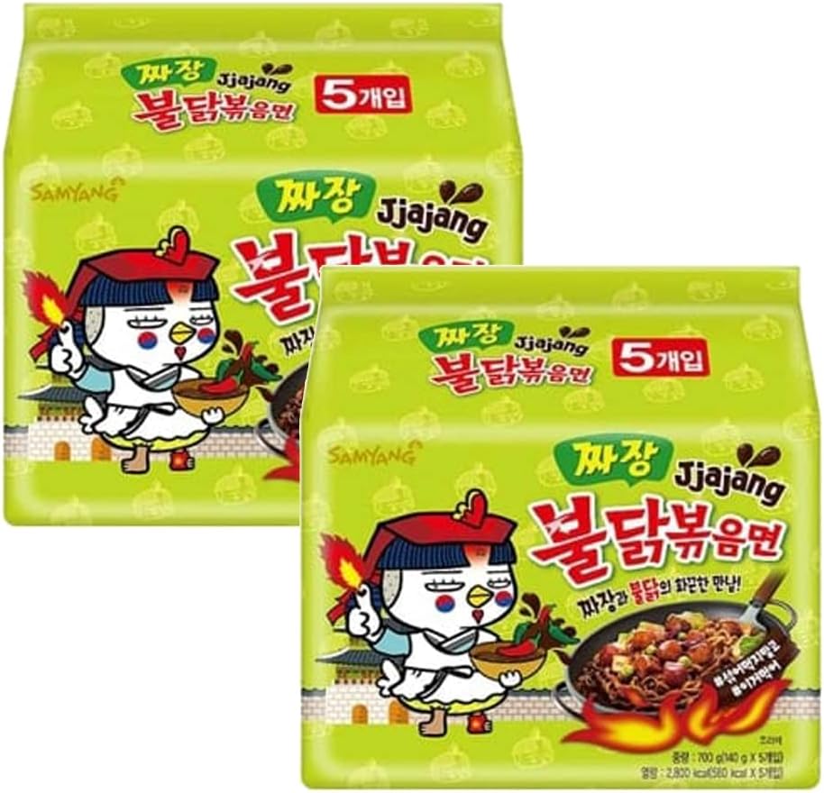 Samyang Jjajang Hot Chicken Flavor Ramen Dried Noodles (140 x 5) Gram