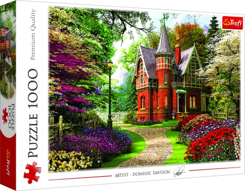 Trefl, Puzzle, Casa Victoriana, de 1000 Piezas, Estilo Victoriano, Casa, Árboles, Flores, Colores, Rompecabezas DIY, Pasatiempo Creativo, Diversión, Regalo