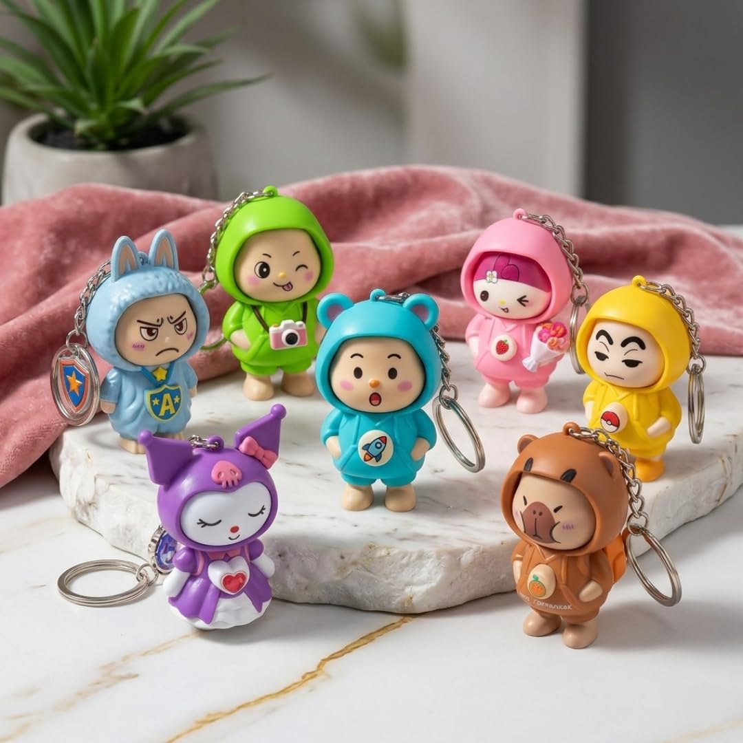 (Pack Of 6) Face Changing ShinchIN Keychain | Cute Anime Cartoon Bag Charm & Car Hanging Accessory For Kids | Kawaii Toy Keychain For Birthday Return Gifts, School Party Gift Items For Girls Boys-image-49