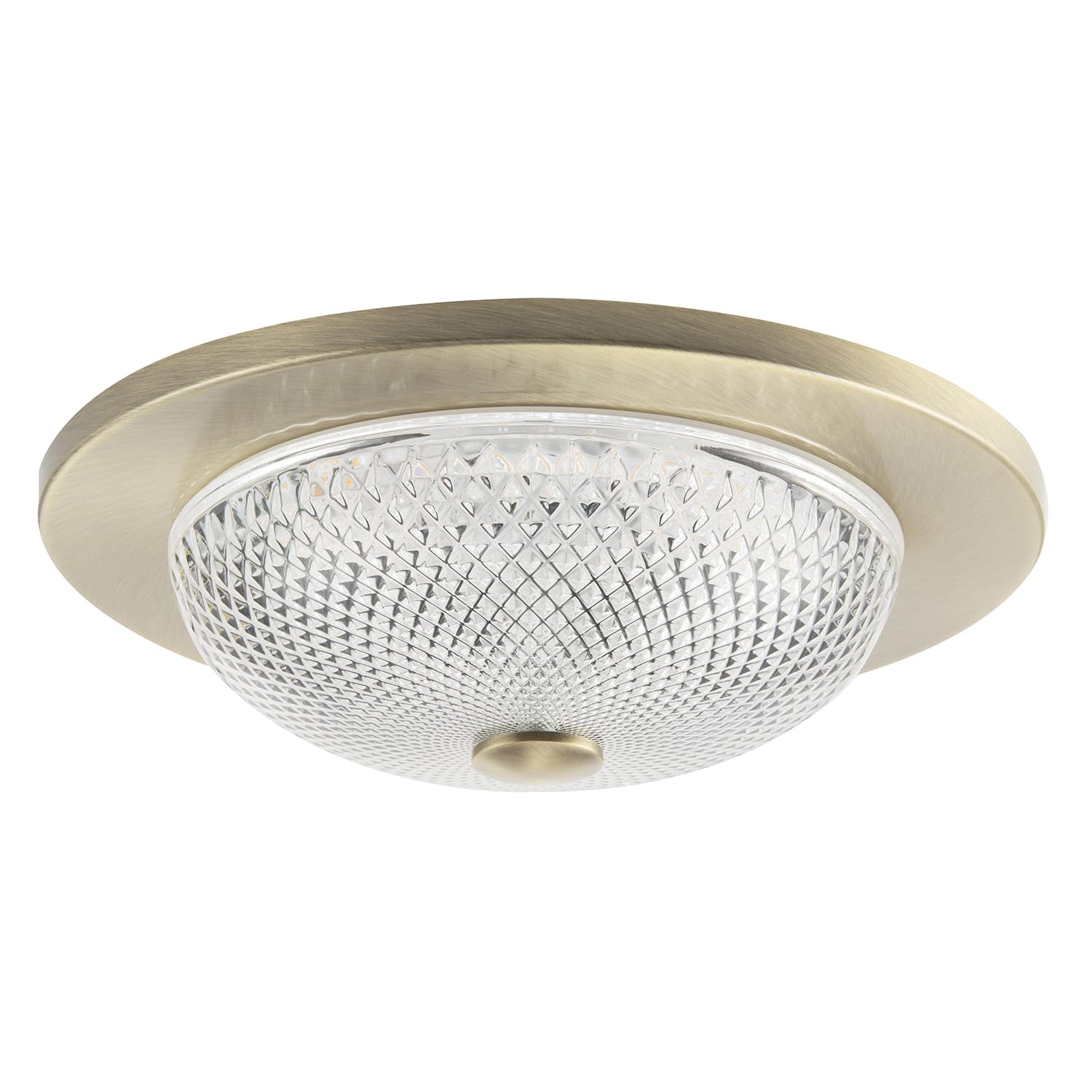 Happy Homewares Modern Bathroom LED Ceiling Light Fitting with Clear Diamond Effect Glass Domed Shade | 10cm x 27cm | 20W LED 900 Lumens