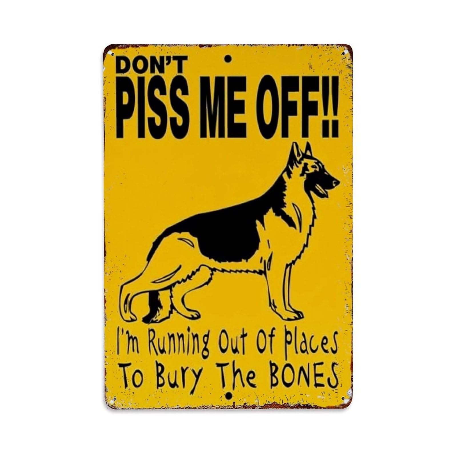 Jdfenggu Vintage German Shepherd Dog Warning Sign Retro Metal Tin Sign, Decor Art Poster For Bar, Home, Man Cave, Kitchen, Laundry Room Gift 8X12inch