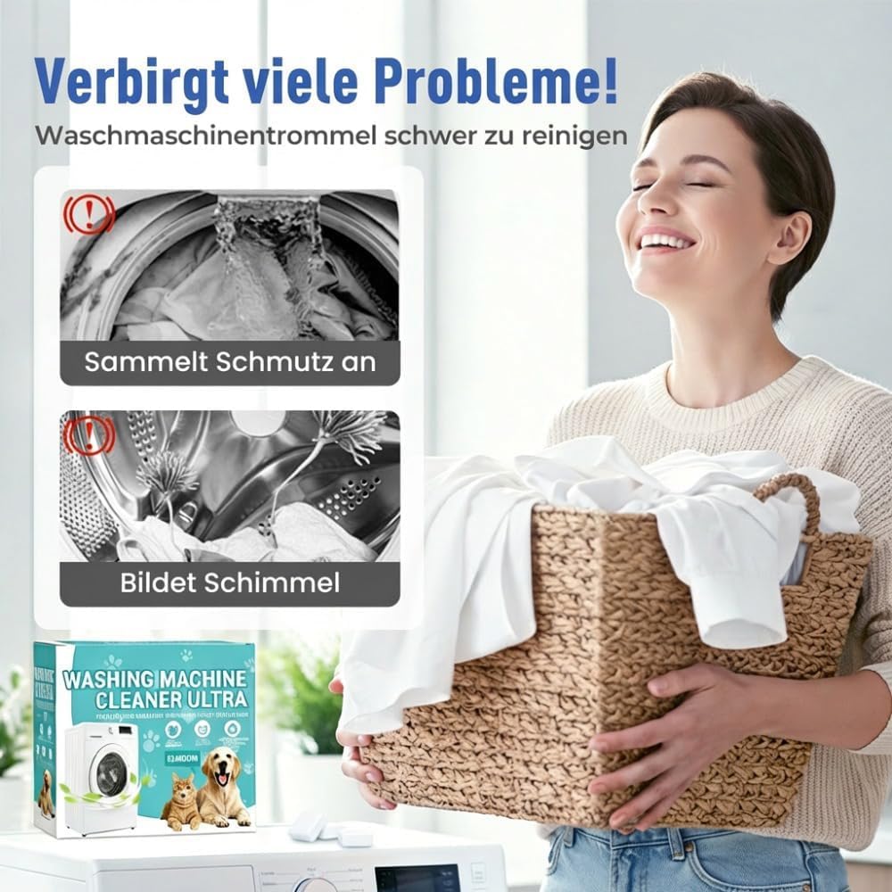 Waschmaschinenreiniger, 4-in-1 Power Tabs, Tabs extra stark gegen Geruch & Kalk, Express Waschmaschinen Reiniger, Tiefenreinigung für Frontlader & Toplader, 12 Monats Versorgung (3 Stück)