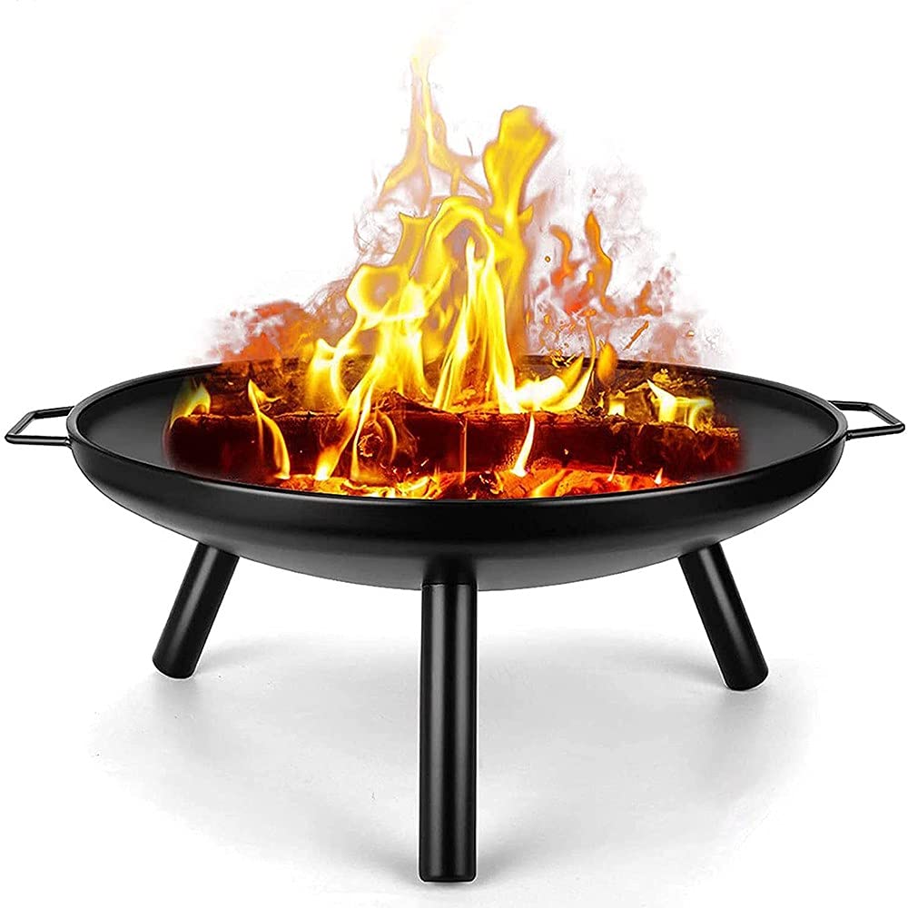 Cuenco de Fuego de 24 Inch con Asas, Cuencos de Fuego para Calefacción/Barbacoa para Acampar, Picnic, Hoguera, Patio, Jardín, Playas