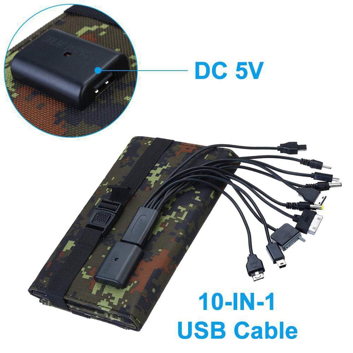 Caricatore Solare,10W 5.5V Caricatore Portatile Pieghevole per Pannello Solare Power Bank Batteria Esterna Impermeabile Compatibile con Smartphone,Tablet e Altro per attività all'aperto,Green