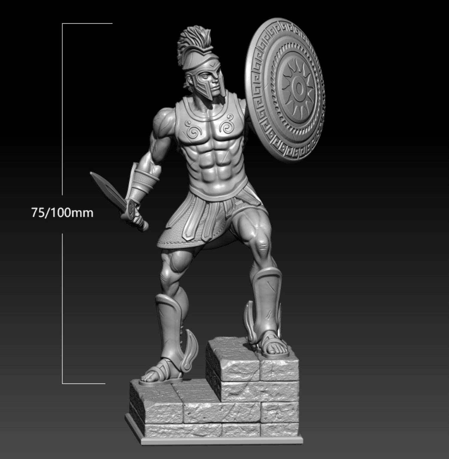ZHANGJING 1/24 75mm 1/18 100mm Modelo de Resina Antiguo Guerrero Espartano Griego Figura sin Montar RA-406 sin Pintar