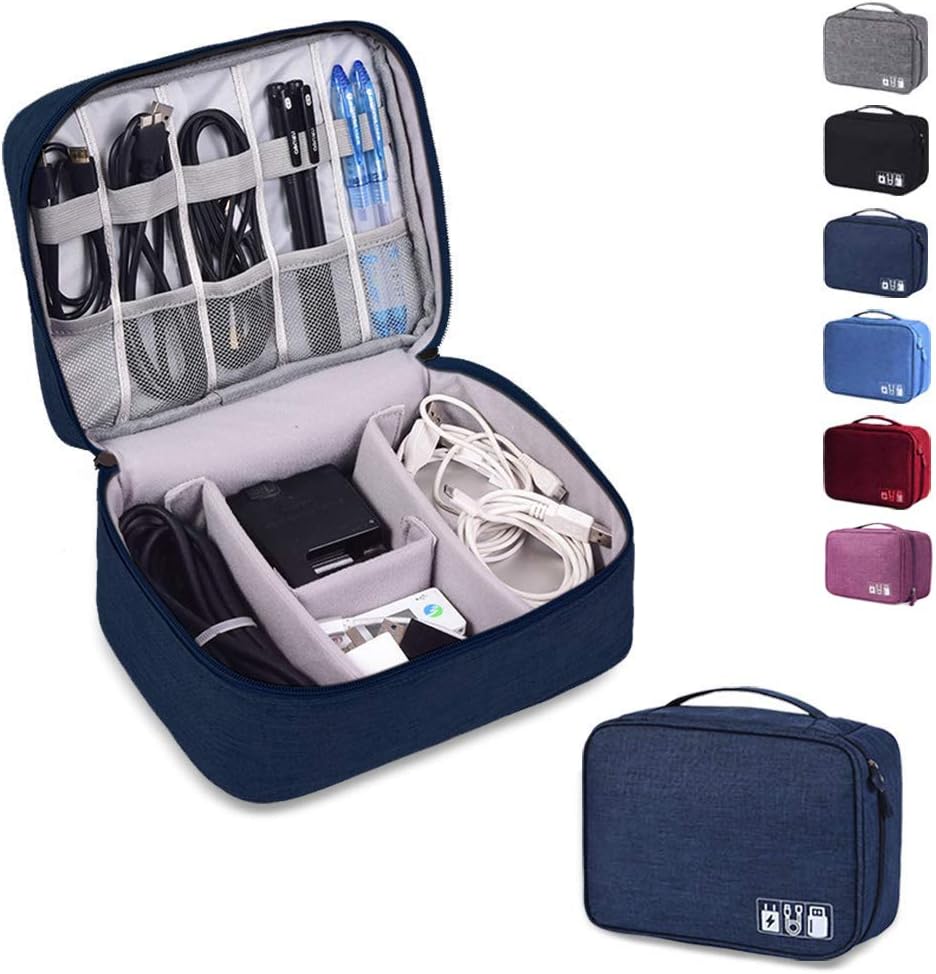 Rubik Electronics Organizer Waterproof Carrying Bag – Travel Gadgets Universal Accessories Storage Case for Charger, Cables, Earphone, Ipad Mini, SD Card, Power Bank – Navy Blue Rubik Electronics Organizer Waterproof Carrying Bag – Travel Gadgets Universal Accessories Storage Case for Charger, Cables, Earphone, Ipad Mini, SD Card, Power Bank – Navy Blue