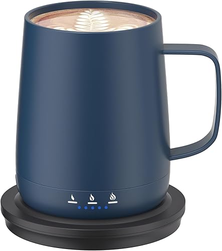 Taza de café inteligente con autocalentamiento, taza de café de control de temperatura de 14 oz, se calienta hasta 150F, taza de café con