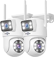 Vista 1 de Hiseeu 2 Pack Wireless Security Camera 5G/2.4G WiFi Dual Lens PTZ Camera Outdoor Motion Tracking Color Night Version,No-Monthly Fees Works with