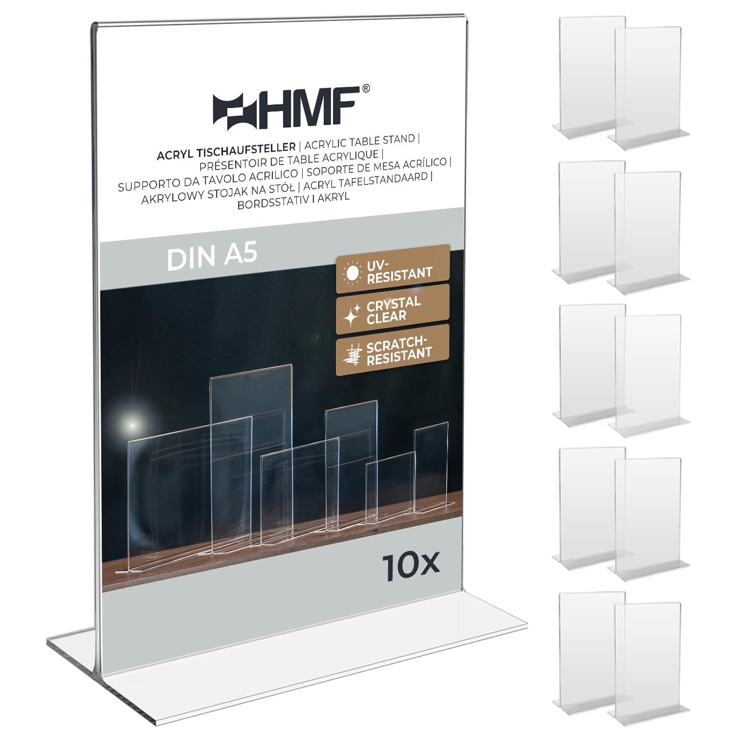 Hmf 10 Pieces 46921 Acrylic Menu Holder Upright | | Din A5 Portrait Format | Transparent