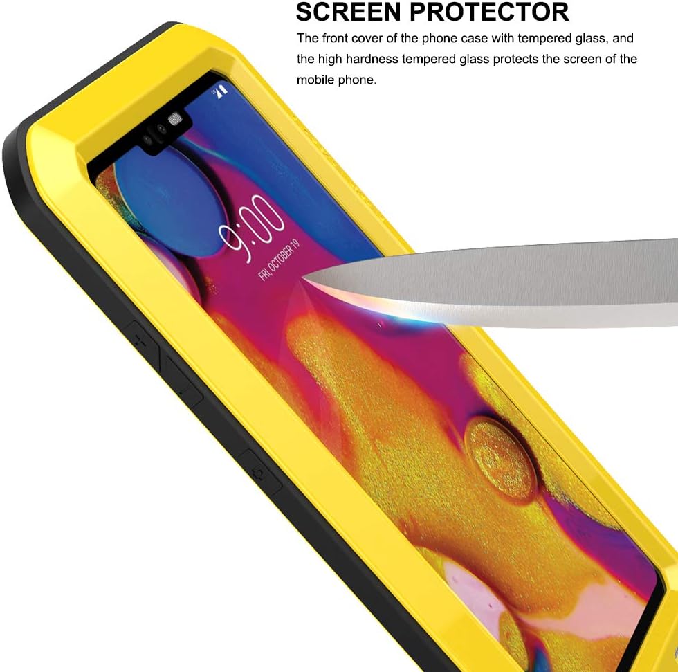 Black Friday - 40% OFF Feitenn Case for LG V40 ThinQ, Heavy Duty Case Armor Aluminum Alloy Metal Cover Bumper Soft Rubber Military Shockproof Outdoor Hard Defender Men Gift for LG V40/V40 ThinQ - Yellow New Deal Feitenn Case for LG V40 ThinQ, Heavy Duty Case Armor Aluminum Alloy Metal Cover Bumper Soft Rubber Military Shockproof Outdoor Hard Defender Men Gift for LG V40/V40 ThinQ - Yellow