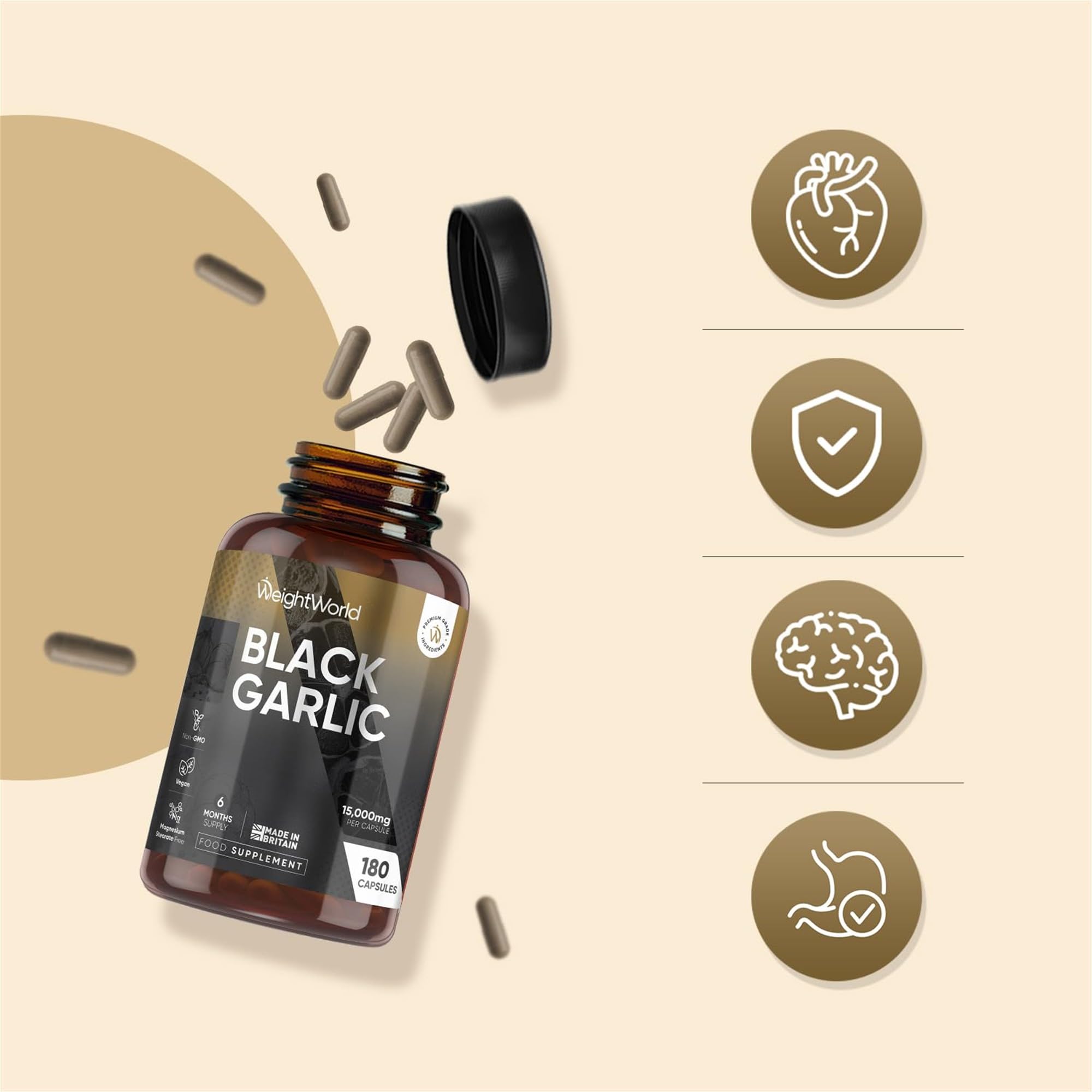 WeightWorld Black Garlic Extract 15000 mg 180 Capsules