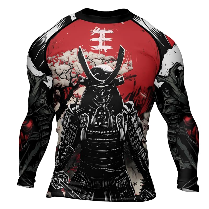 Samurai MMA Compression Rash Guard Shirt Men’s Long Sleeve Baselayer Skin Performance Shirts for BJJ Training2