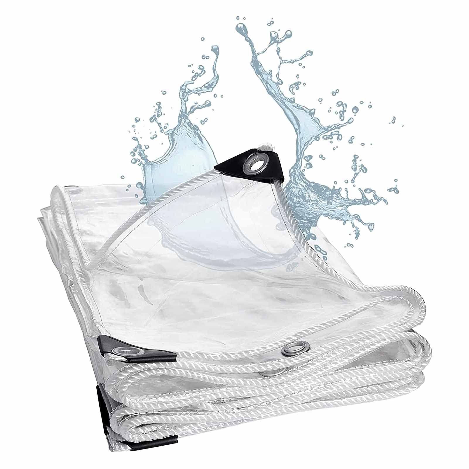 Bâche transparente étanche en PVC 3x3m avec œillets 420g/m²