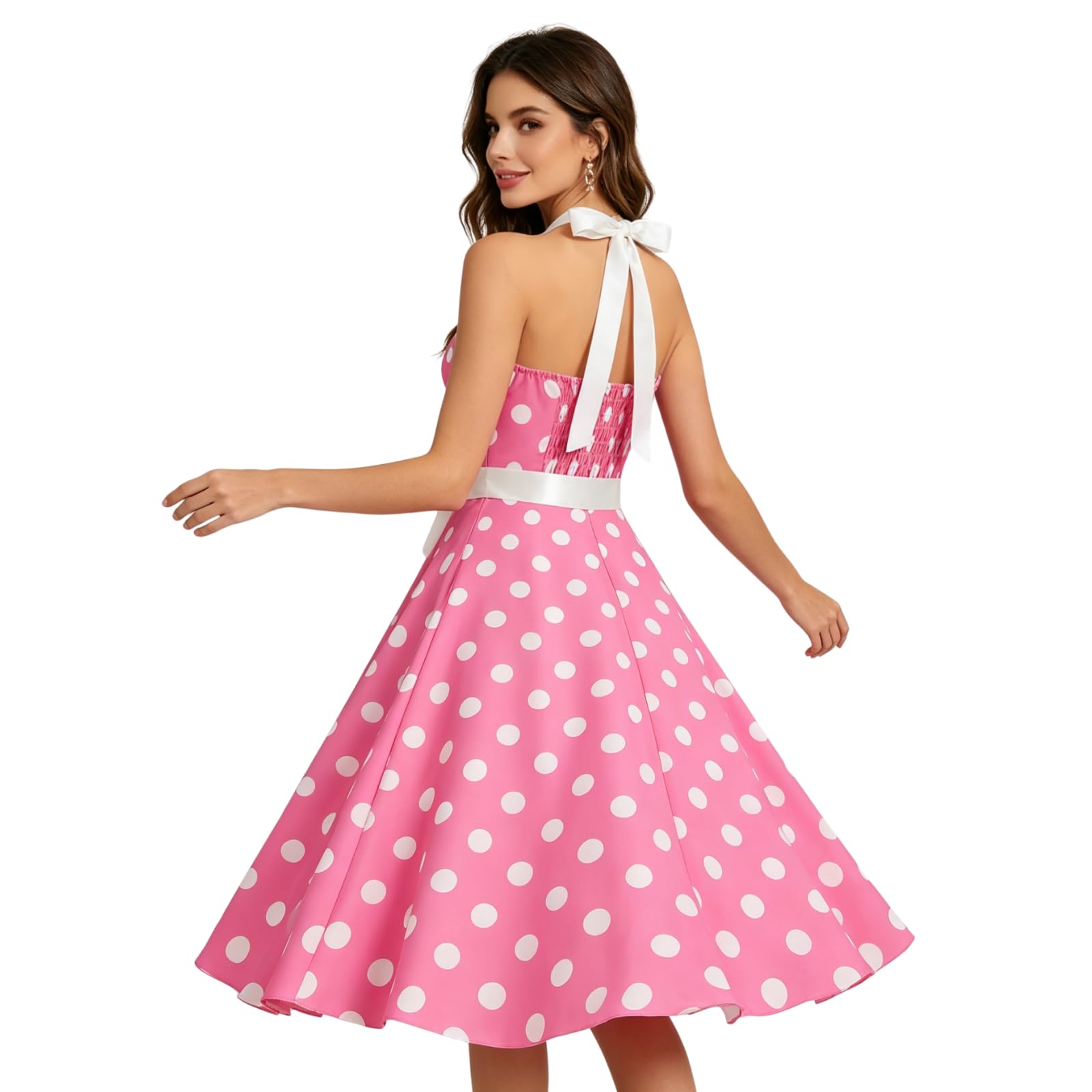 maxToonrain Robe de soirée vintage années 50 pour femme - Motif à pois - Style années 50 - Pour adultes