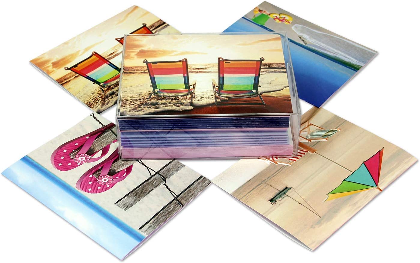 Small World Greetings Strand-Grußkarten – 24 Stück, 4 Designs, A2 (14 X 10,8 Cm), Mit Umschlägen