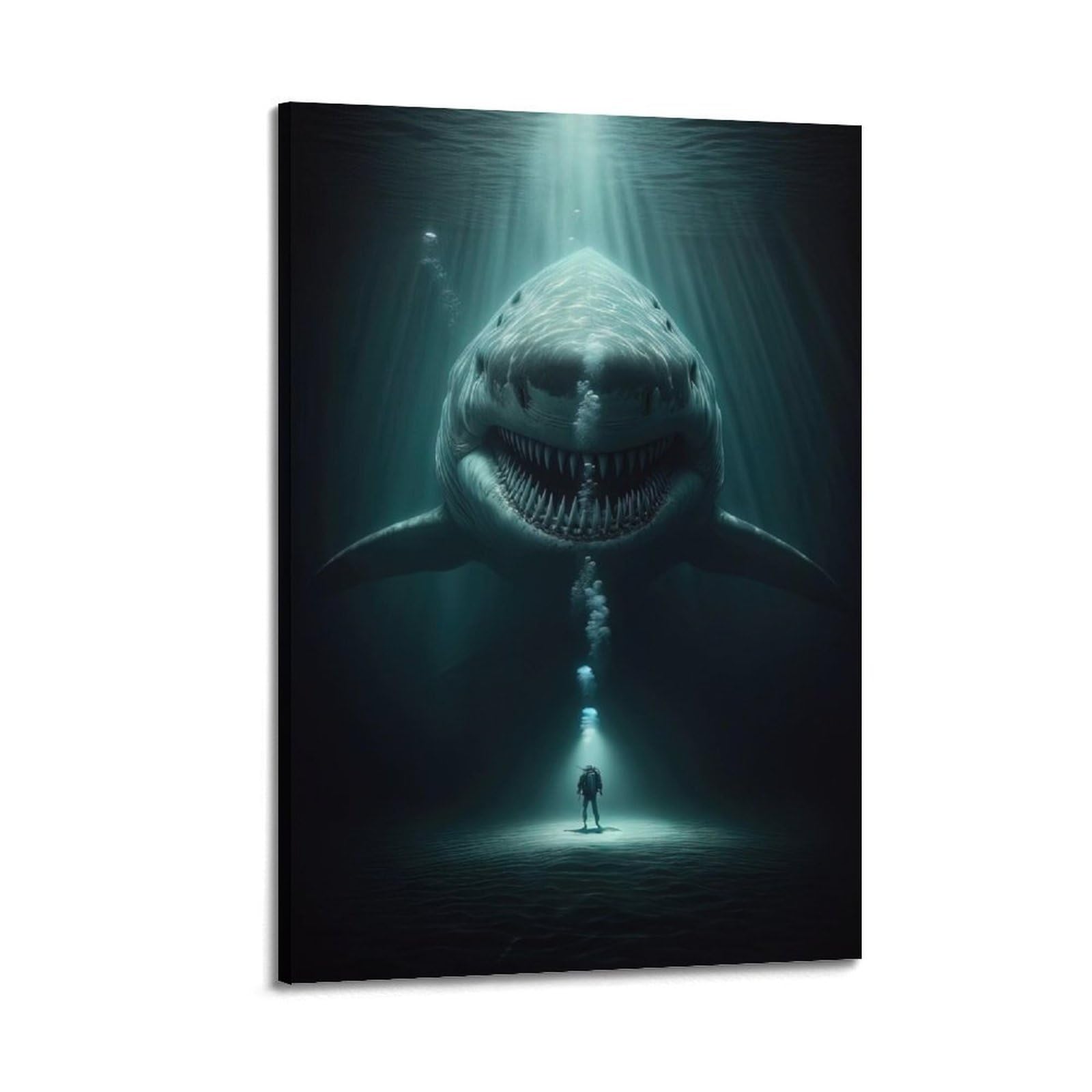 ZSZWHJ Animal Poster Sharks And Humans Poster Decorative Painting Canvas Wall Posters And Art Picture Print Modern Family Bedroom Decor Posters 20x30inch(50x75cm)