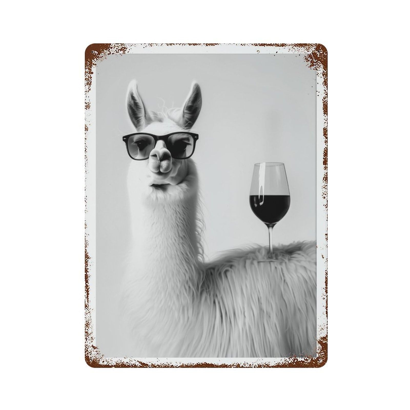 xiaoxiaoshen Llama And Champagne Wall Decor Art Metal Tin Poster Modern Home Decor Art Home Bar Shop Decorations Vintage Sign 40x30cm