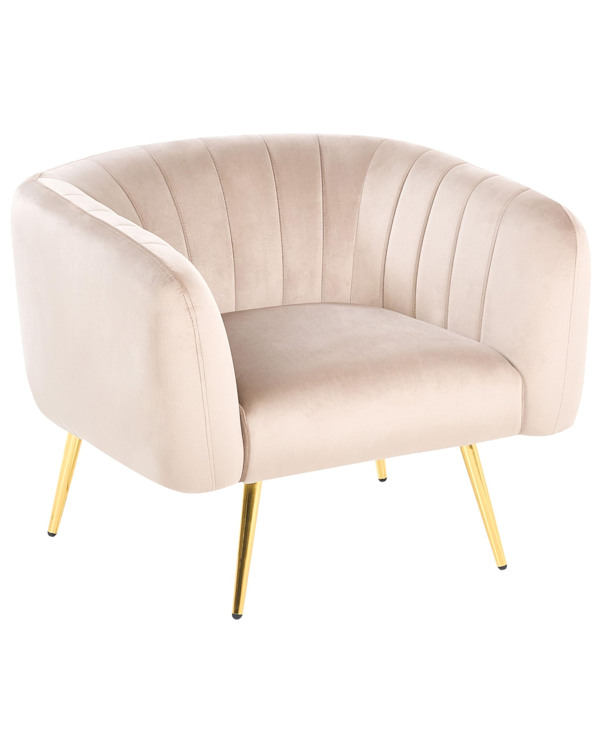 Beliani Polstersessel aus Samtstoff in Taupe mit Armlehnen Metallgestell in Gold Laconia